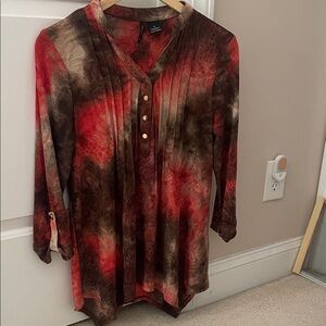 New Directions Red and Brown Blouse